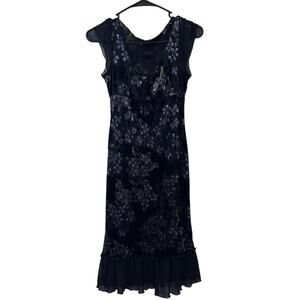 Vintage Y2K Rampage Velvet Burnout Floral Pattern Dress Size S Fairy Whimsygoth